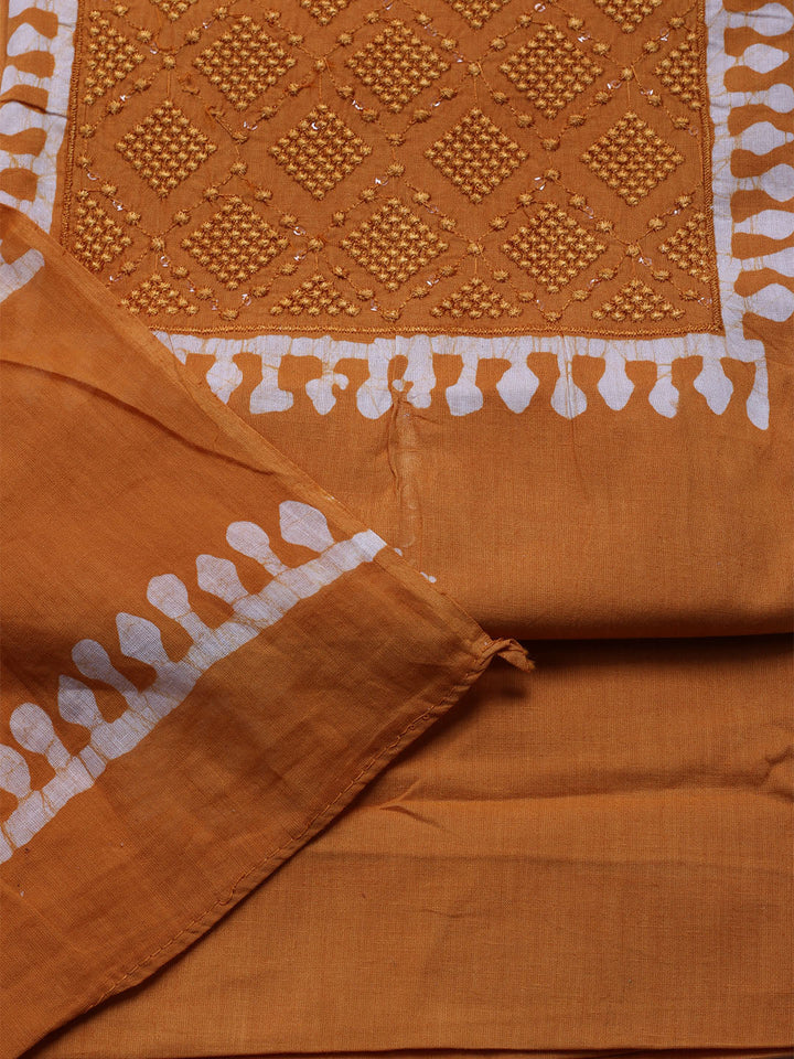 Printed Cotton Blend Unstitched Kurta With Pant &amp; Dupatta