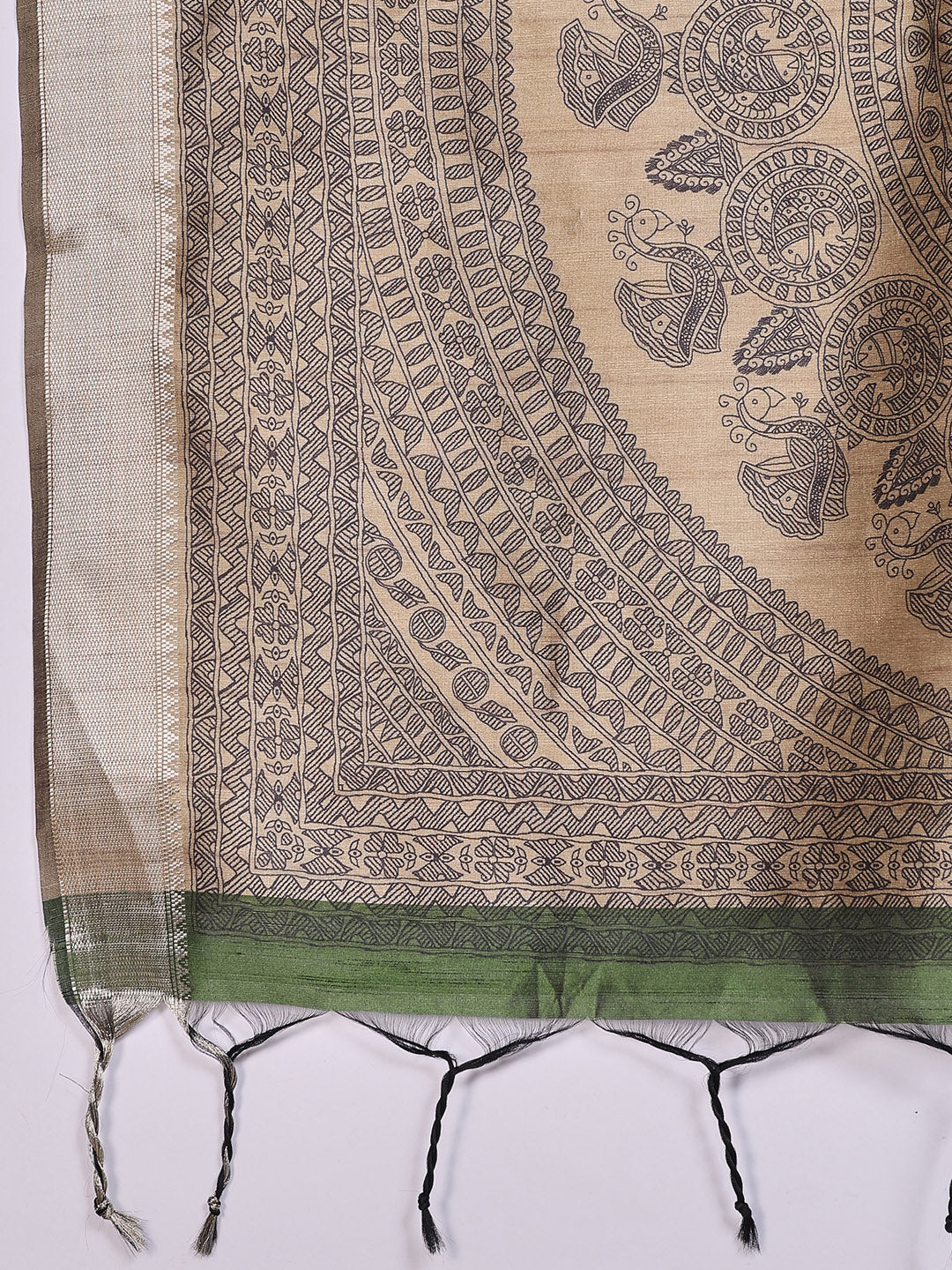 Zaari Jaal Tussar Saree