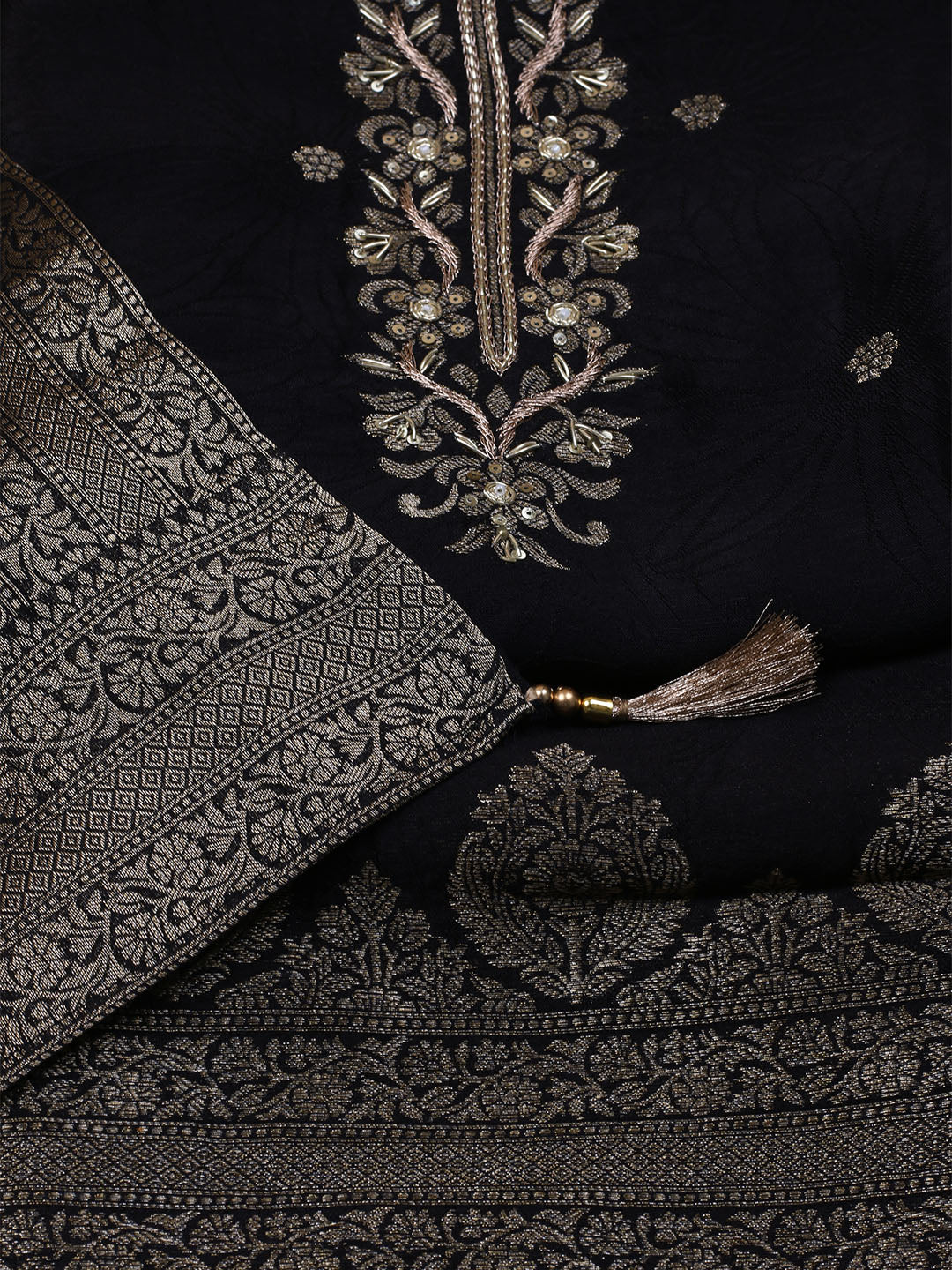 Kanjeevaram Chanderi Unstitched Suit With Dupatta