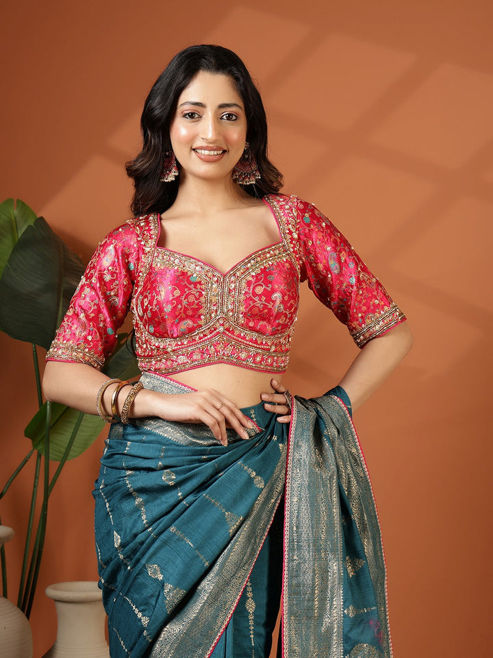 Embroidered Dola Silk Saree