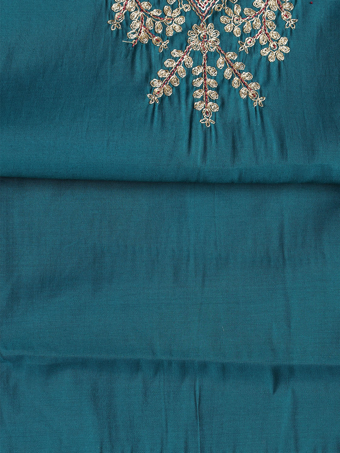 Neck Embroidered Cotton Blend Unstitched Suit With Dupatta