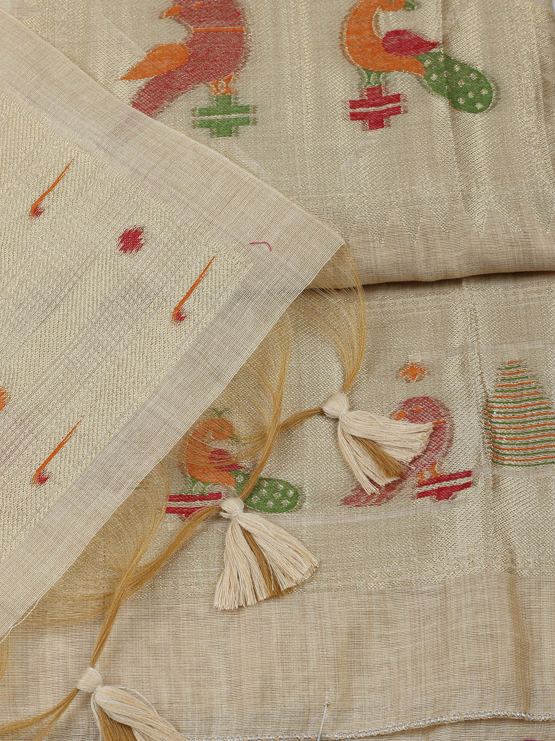 Embroidered Chanderi Unstitched Suit With Pant &amp; Dupatta