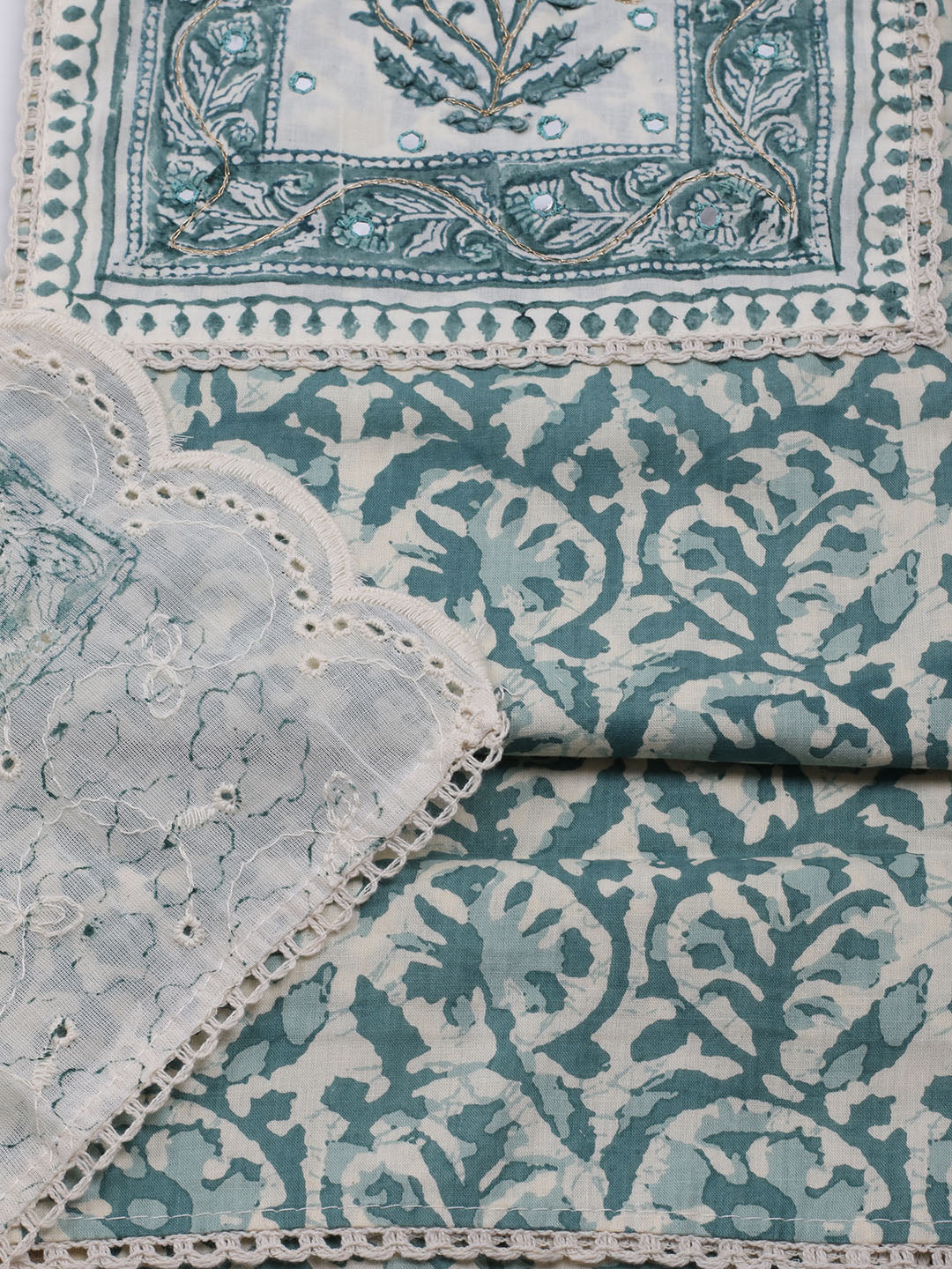Printed Cotton Blend Unstitched Suit With Dupatta