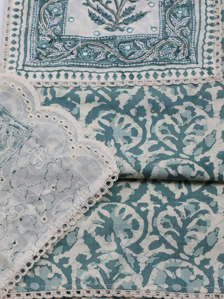 Printed Cotton Blend Unstitched Suit With Dupatta