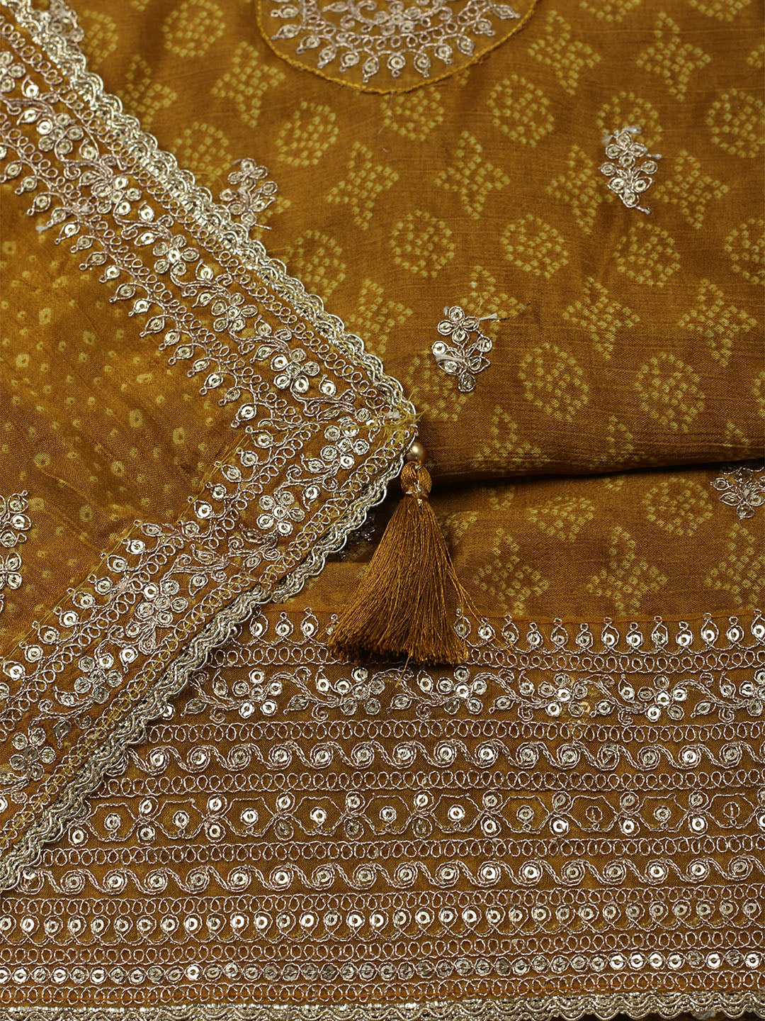 Embroidered Art Silk Unstitched Suit With Dupatta
