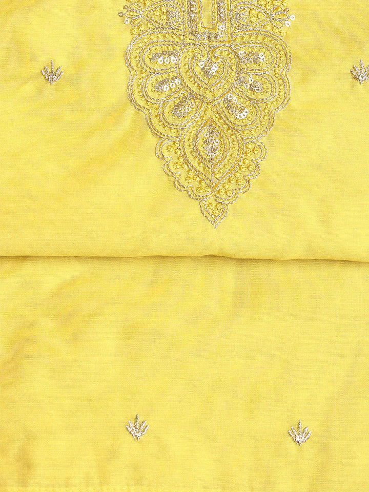 Embroidered Chanderi Unstitched Suit With Dupatta