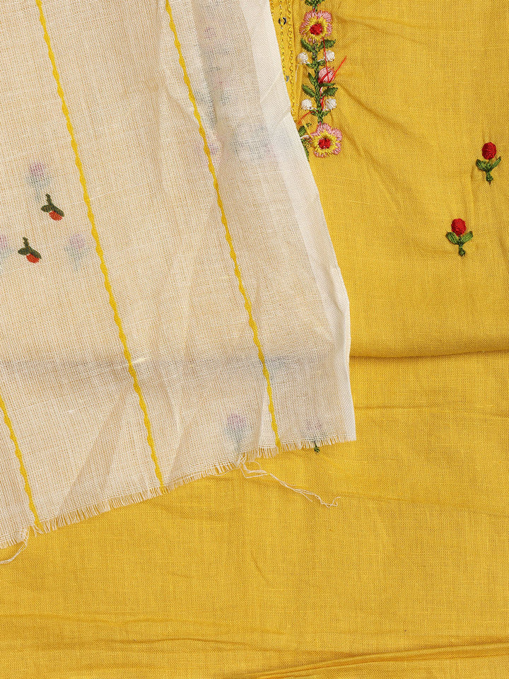 Printed Cotton Blend Unstitched Suit With Dupatta