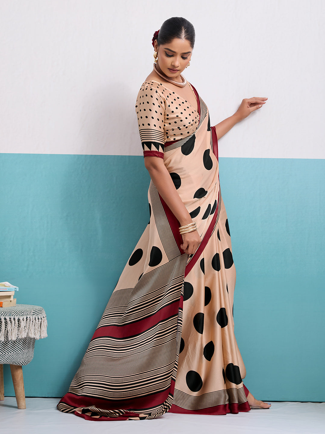 Printed Satin Saree