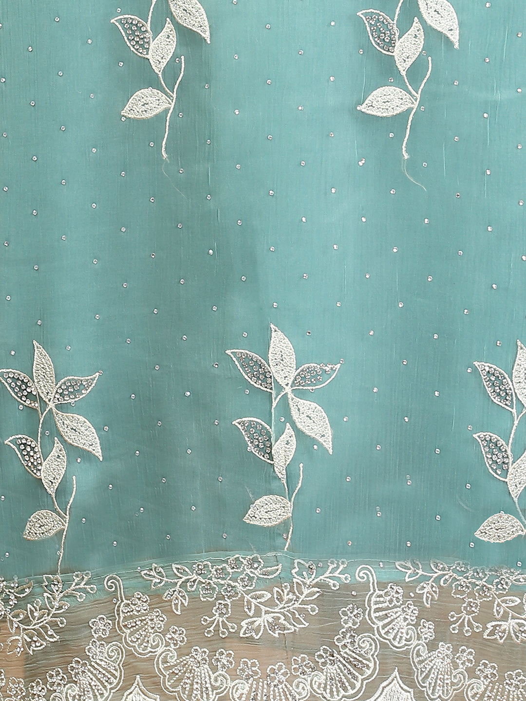 Sequins Embroidery Chinon Unstitched Suit Piece With Dupatta