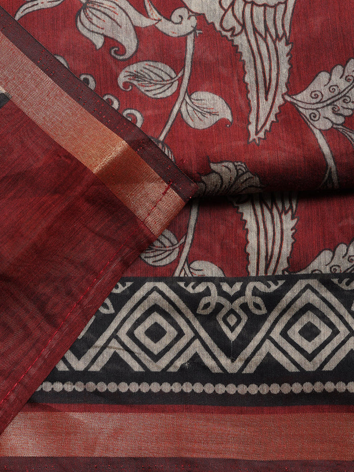 Printed, Cotton Blend Unstitched Suit With Pant &amp; Dupatta