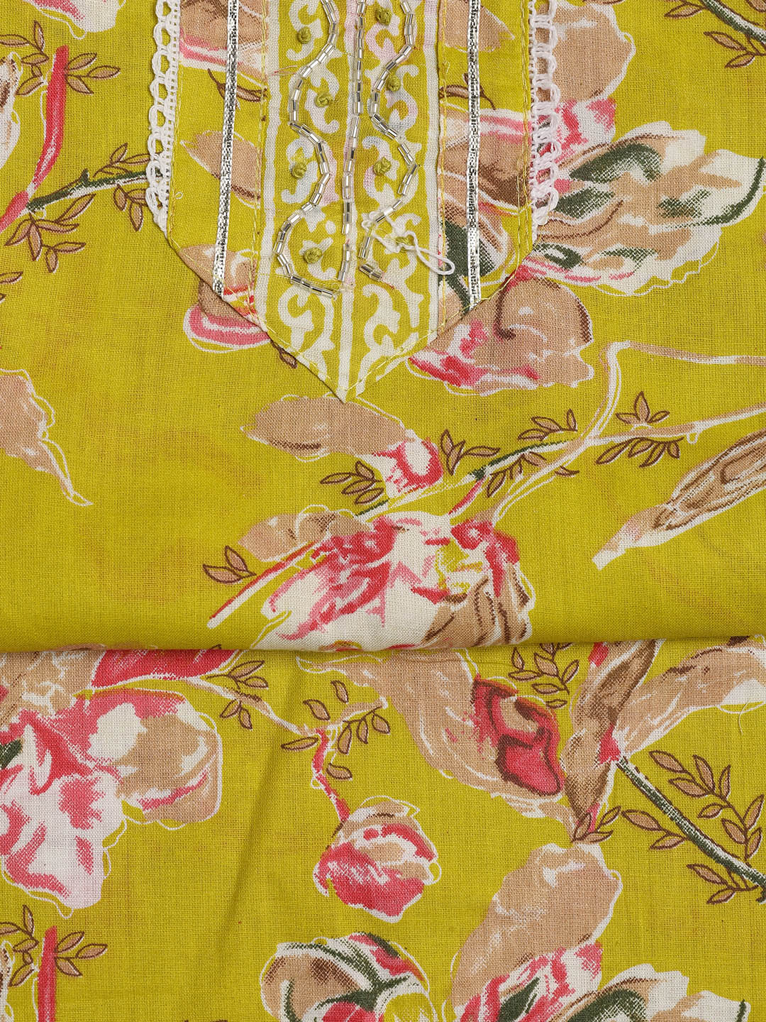 Neck Embroidered Cotton Blend Unstitched Suit With Dupatta