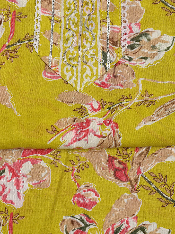 Neck Embroidered Cotton Blend Unstitched Suit With Dupatta