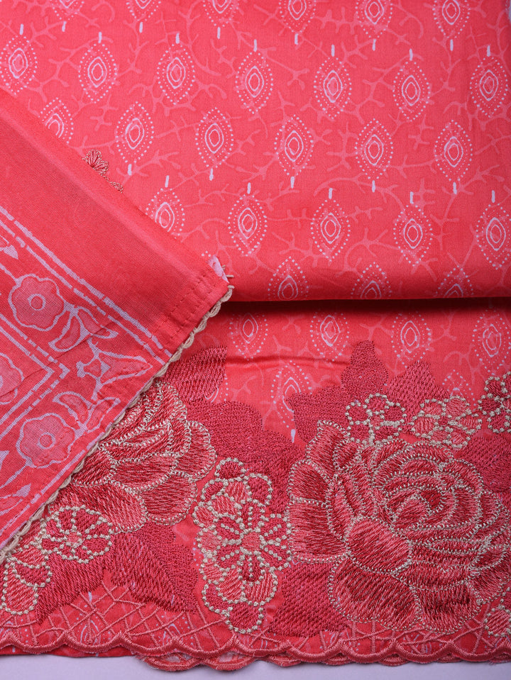 Printed Cotton Blend Unstitched Suit With Pant &amp; Dupatta