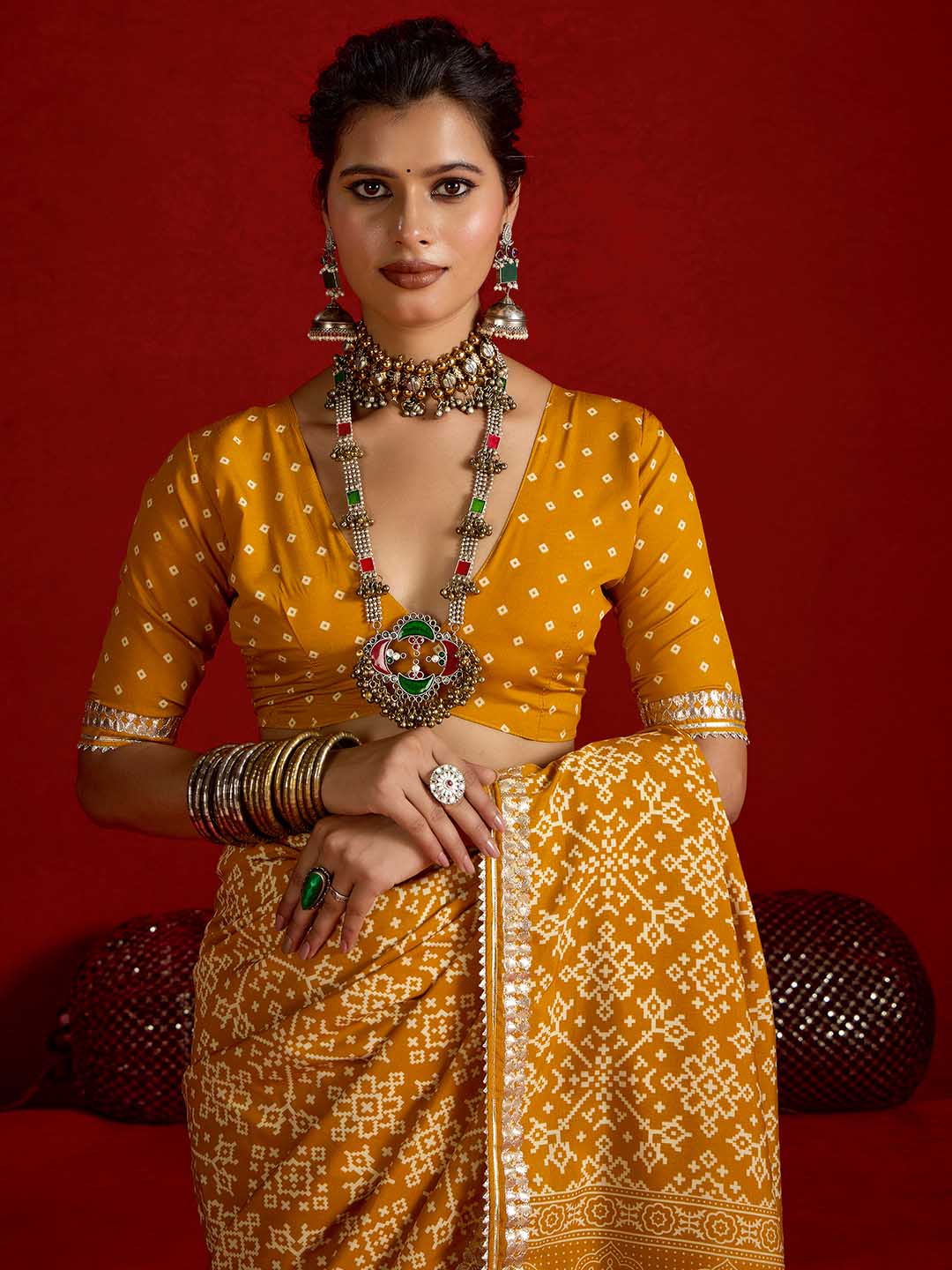 Gota Work Art Silk Saree