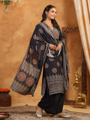 Printed Muslin Kurta With Palazzo & Dupatta