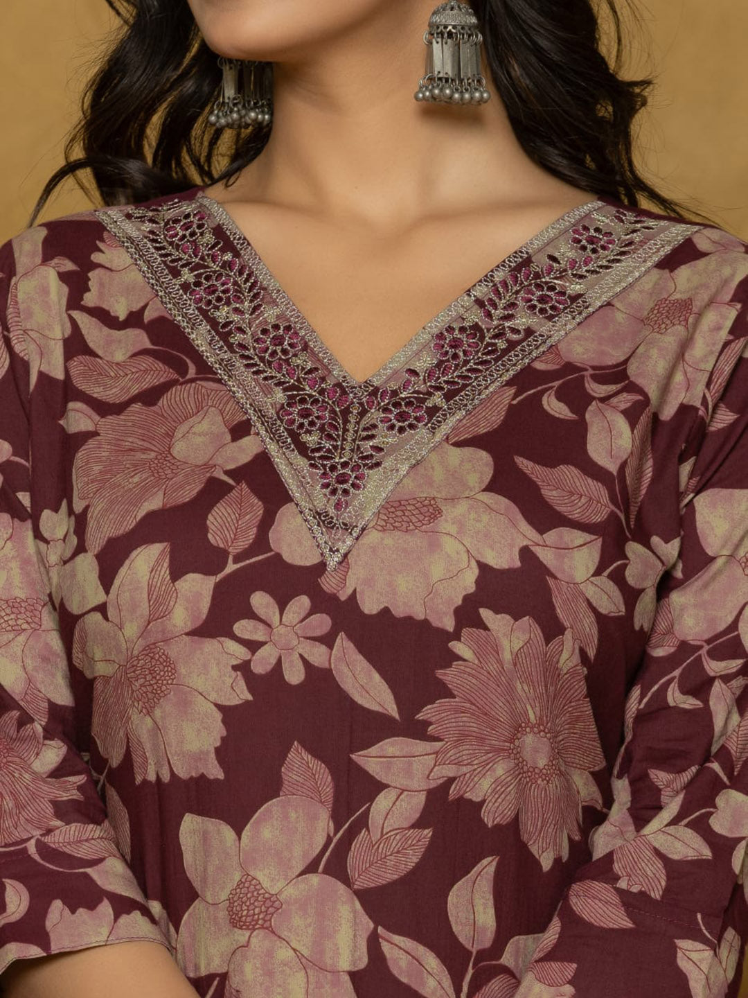 Printed Cotton Blend Kurta With Pants & Dupatta