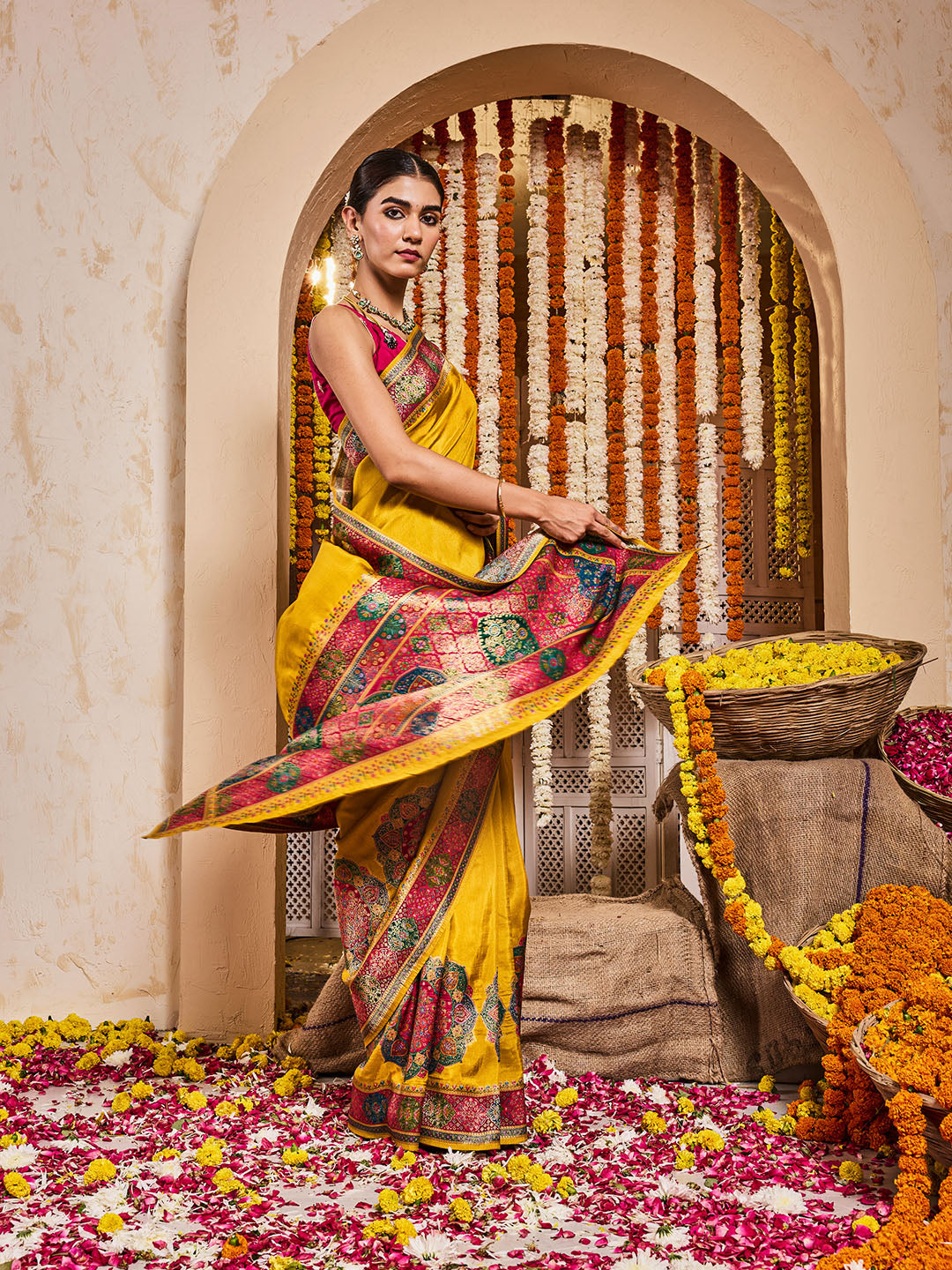 Resham Border Art Silk Saree