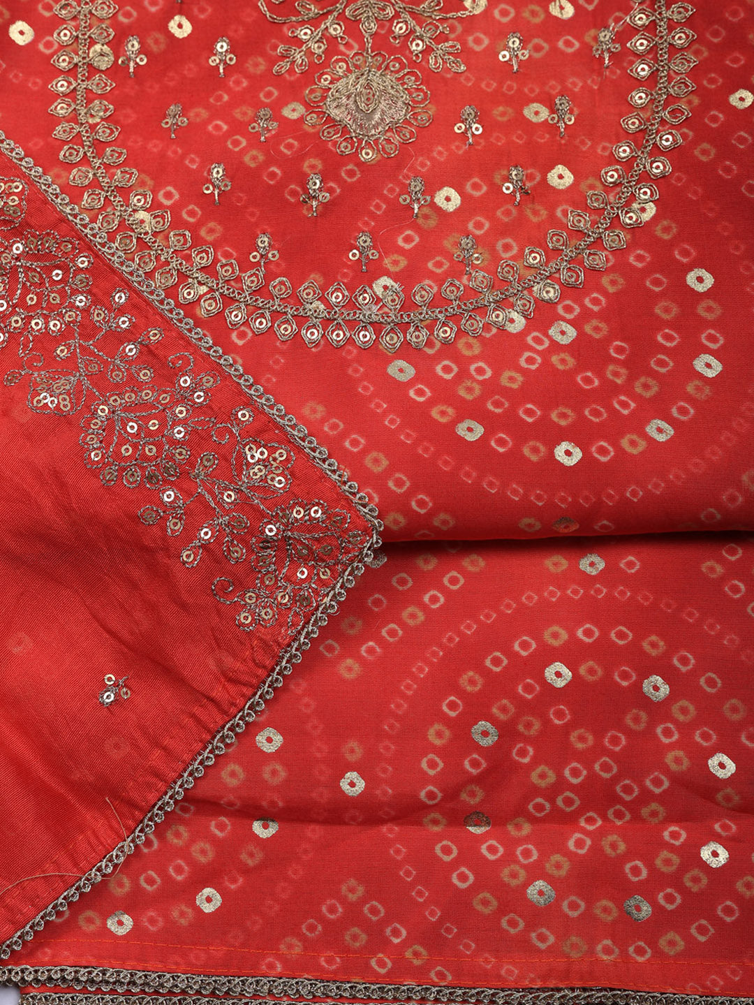 Printed Cotton Blend Unstitched Suit With Pant &amp; Dupatta