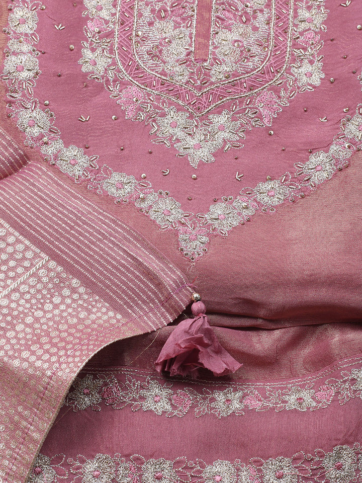 Embroidered Tissue Unstitched Suit With Dupatta