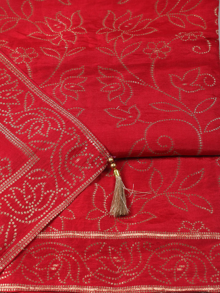 Woven Design Chanderi Unstitched Kurta With Pant &amp; Dupatta