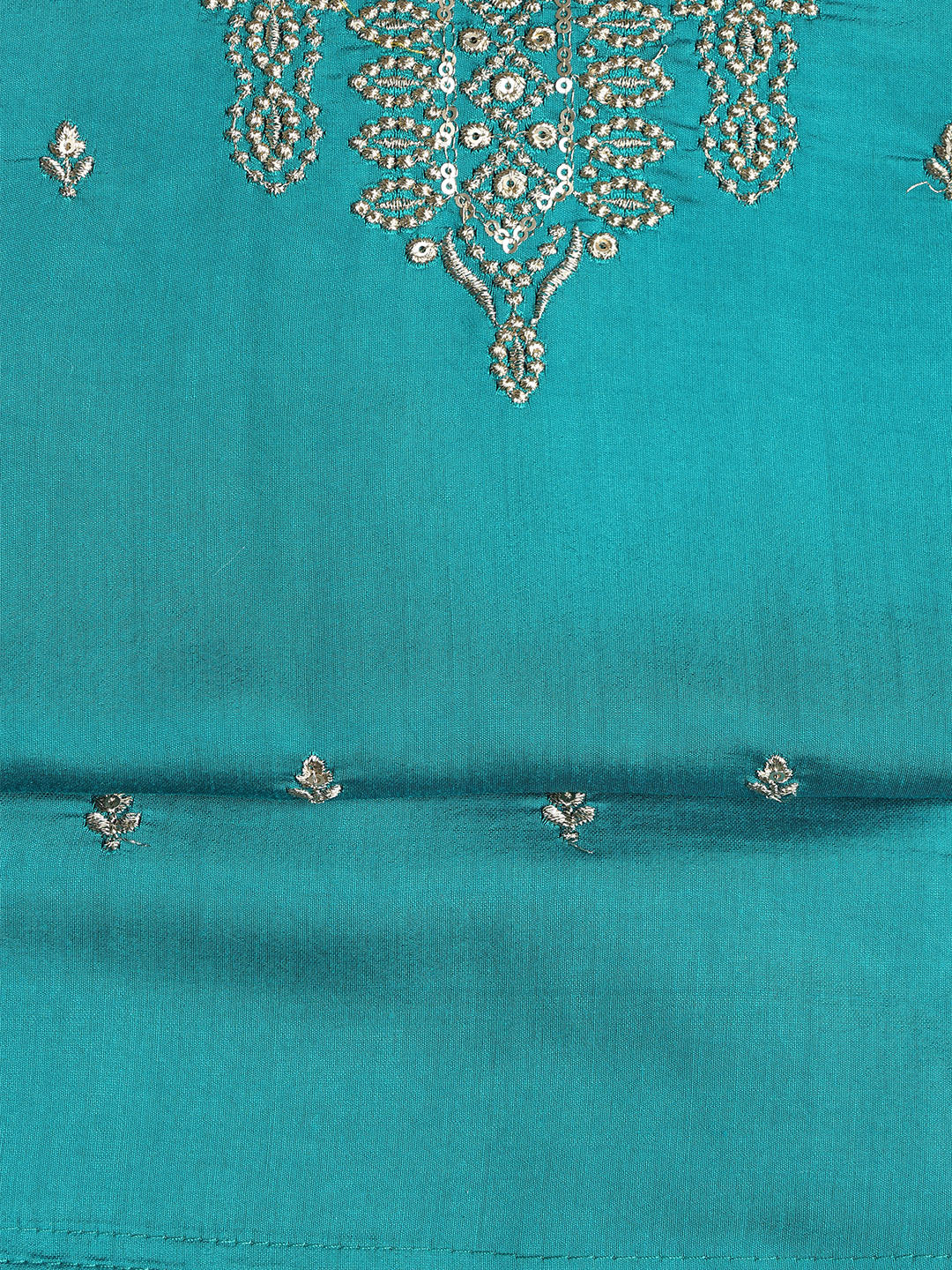 Neck Embroidered Chanderi Unstitched Suit With Dupatta