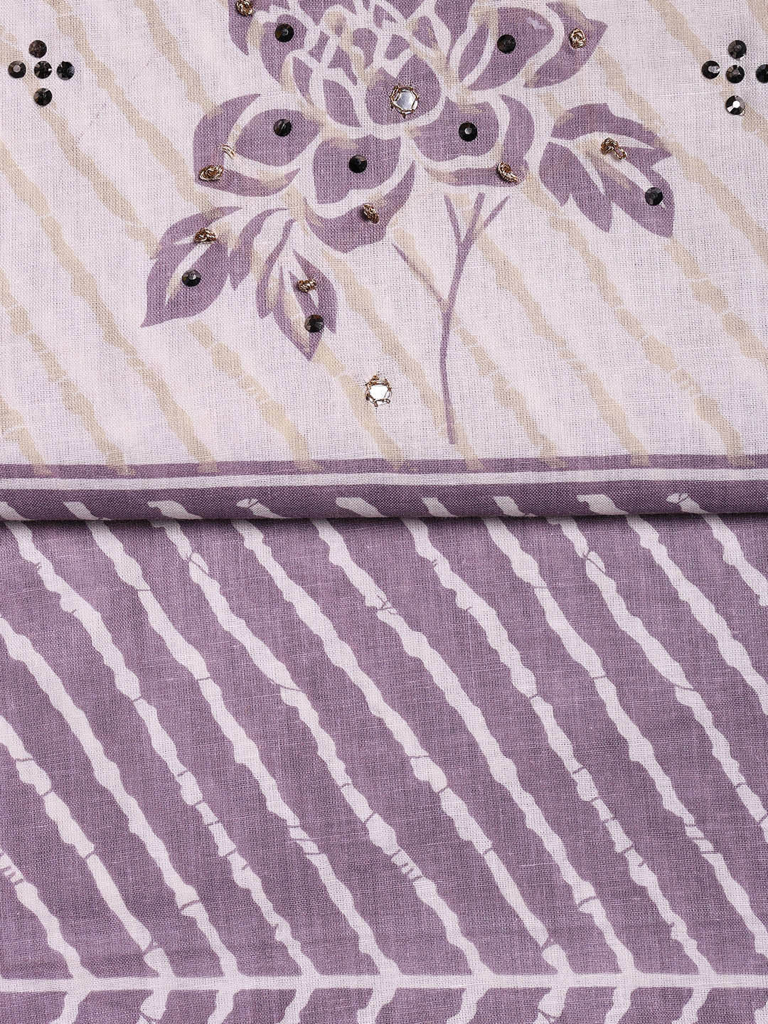 Printed Cotton Blend Unstitched Suit With Dupatta