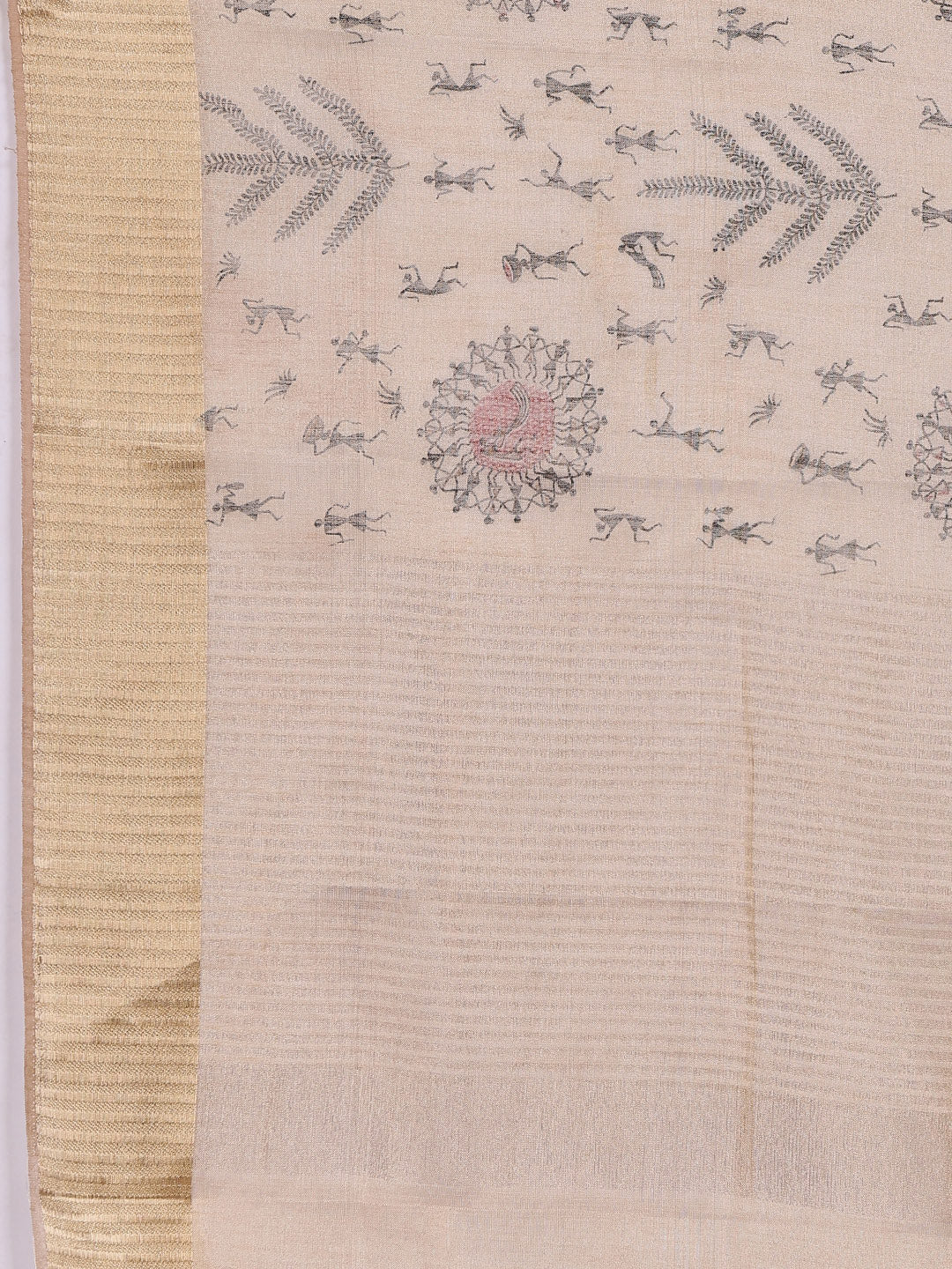 Zaari Border Cotton Blend Saree