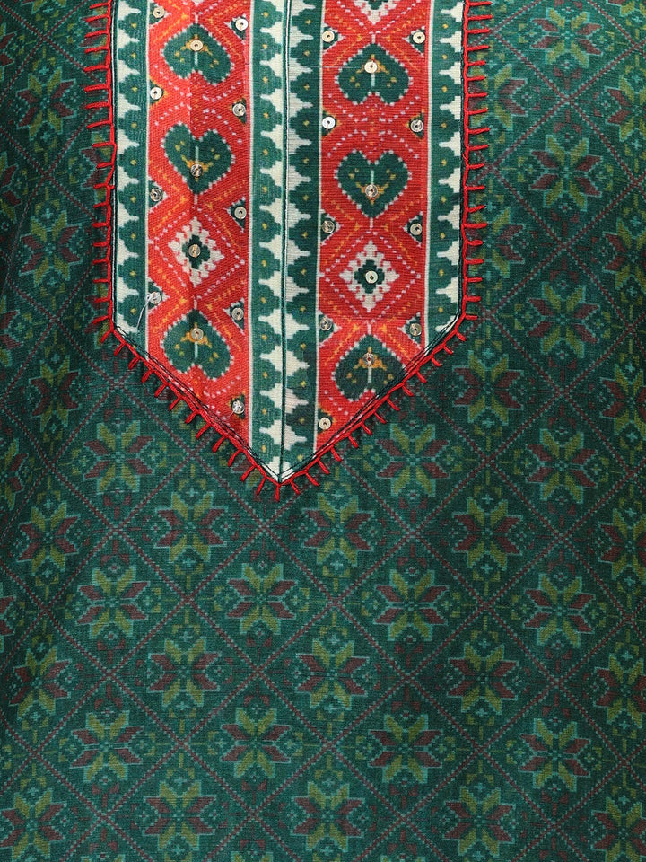 Printed Chanderi Unstitched Suit Piece With Dupatta