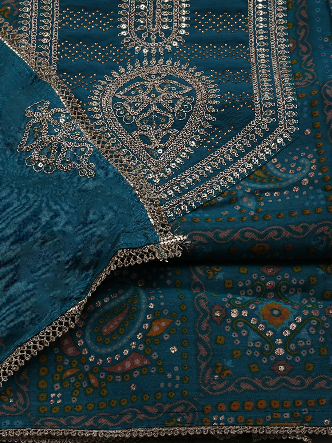 Neck Embroidered Muslin Unstitched Suit With Dupatta