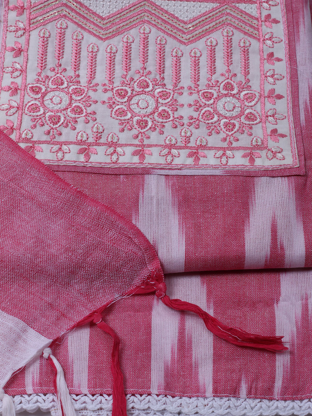 Printed Cotton Blend Unstitched Suit With Dupatta