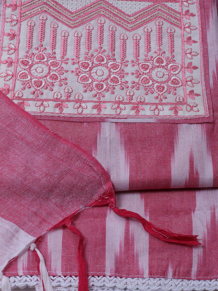 Printed Cotton Blend Unstitched Suit With Dupatta