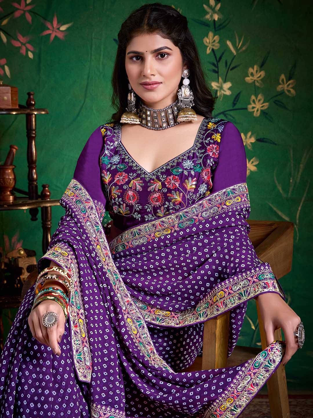 Bandhani Print Georgette Saree