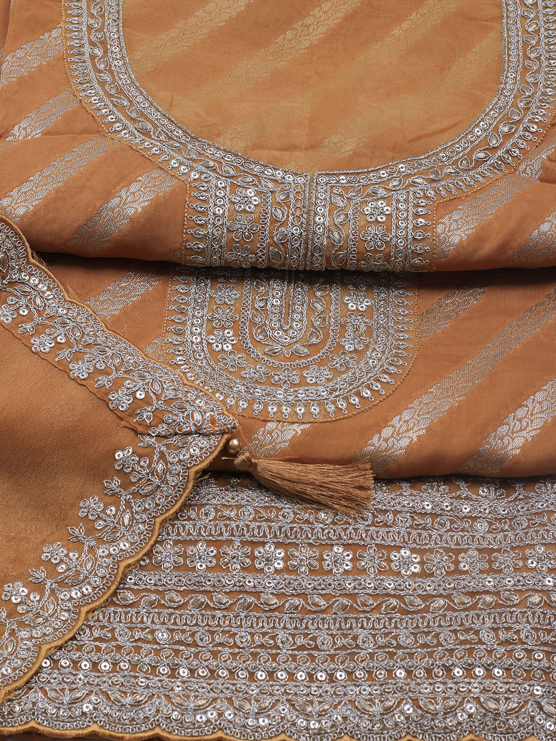 Zari Jaal Art Silk Unstitched Suit Piece With Dupatta