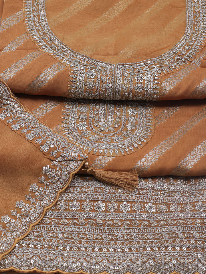 Zari Jaal Art Silk Unstitched Suit Piece With Dupatta