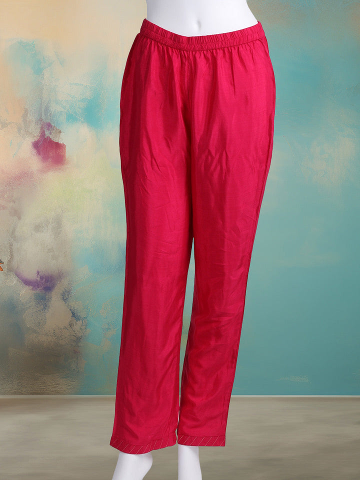 Printed With Embroidered Crepe Kurta With Pant &amp; Dupatta