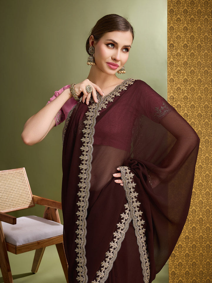 Georgette Embroidered Saree