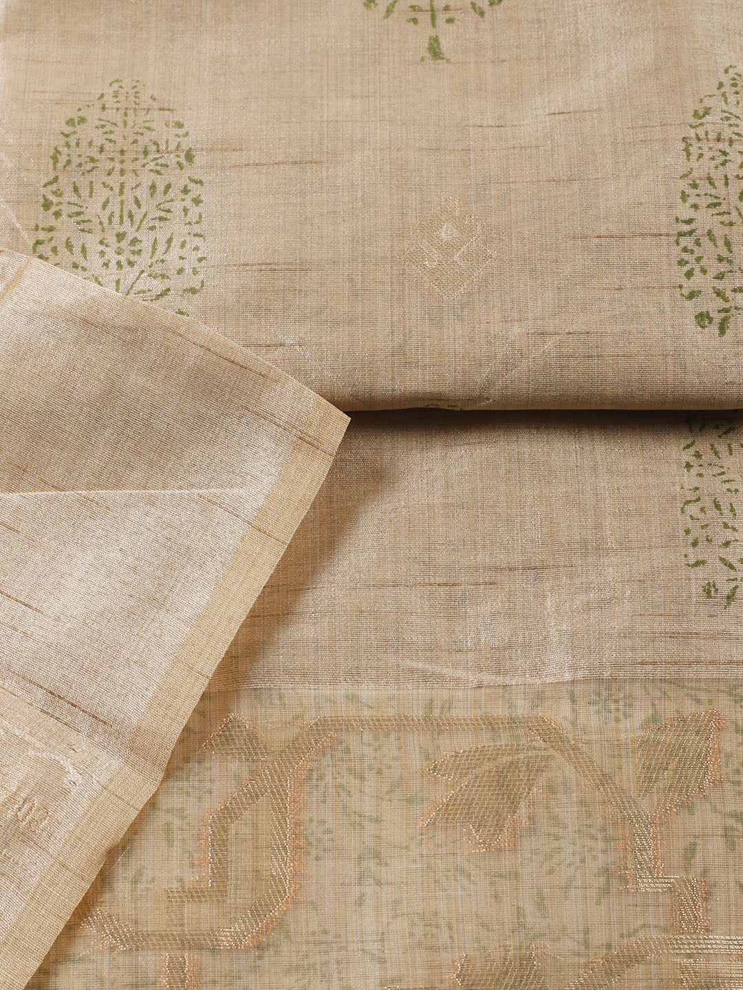 Printed Cotton Blend Unstitched Suit With Pant &amp; Dupatta