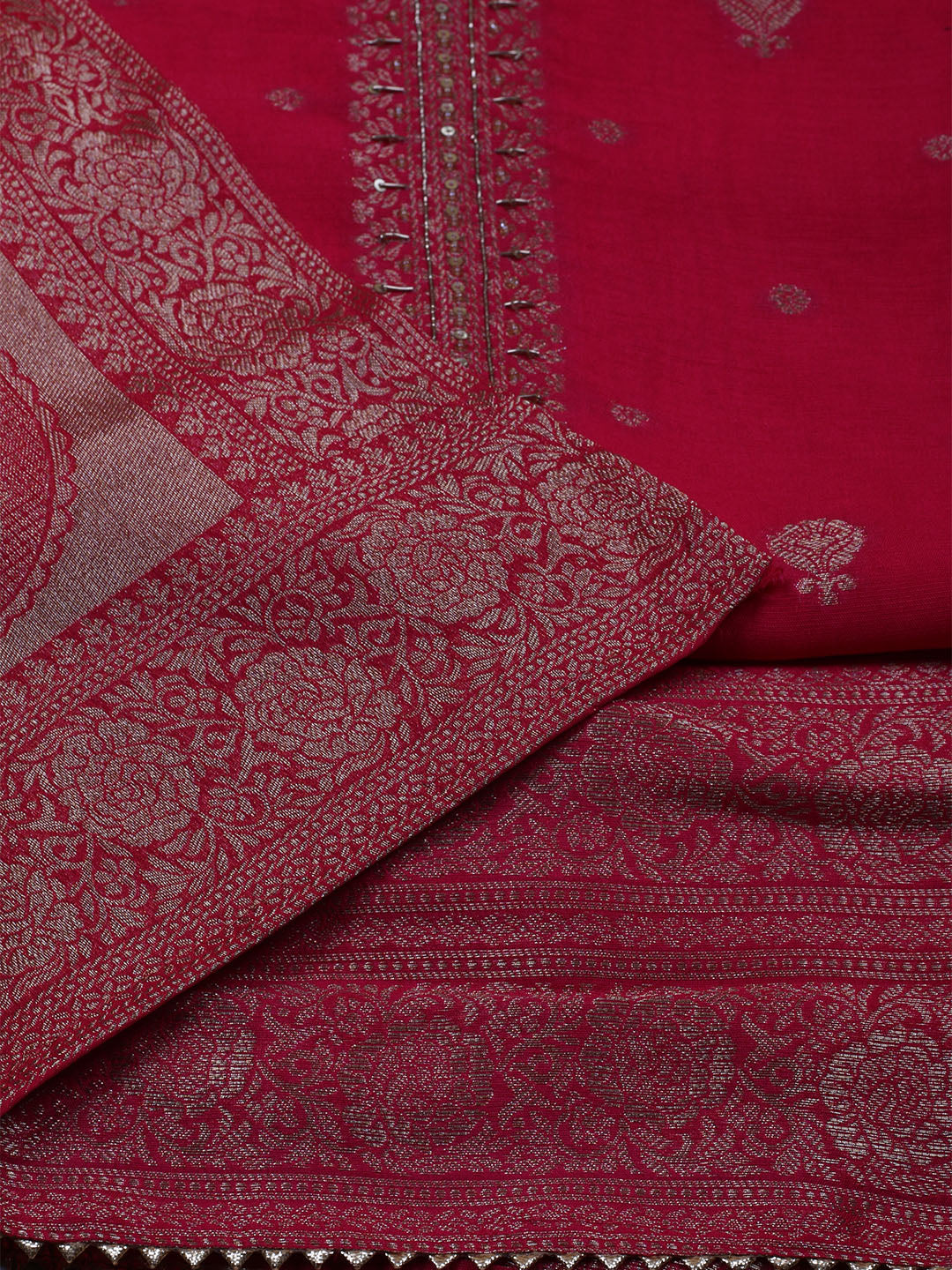Kanjeevaram Chanderi Unstitched Suit With Dupatta