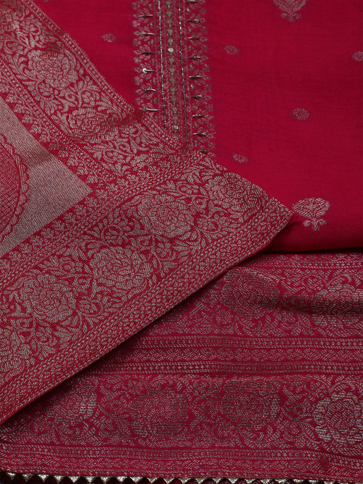 Kanjeevaram Chanderi Unstitched Suit With Dupatta