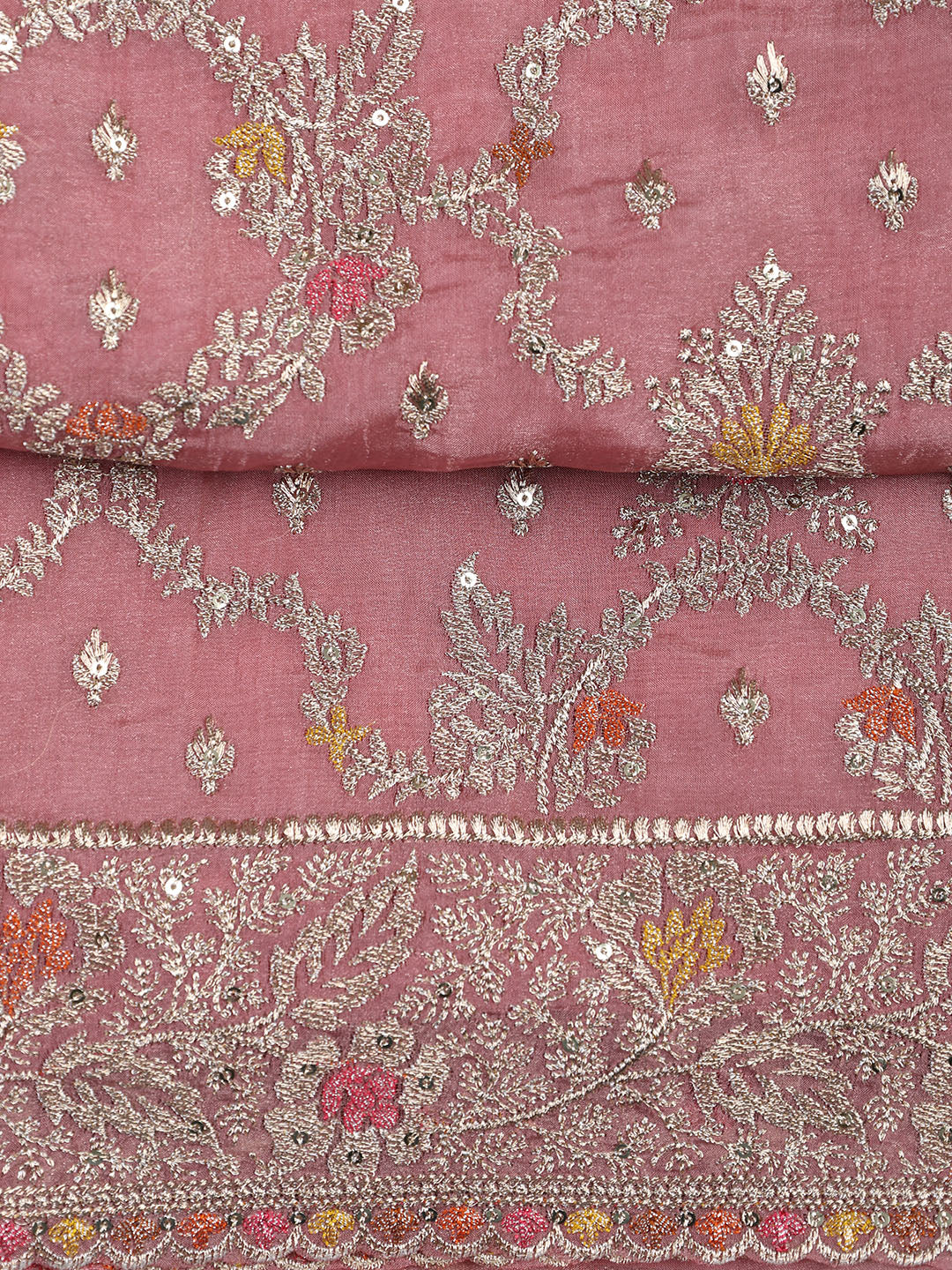 Embroidered Tissue Unstitched Suit With Dupatta