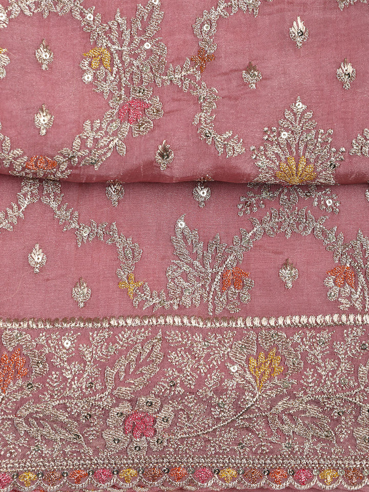 Embroidered Tissue Unstitched Suit With Dupatta
