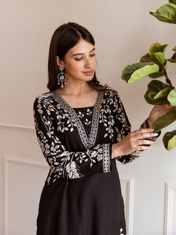 Floral Printed Cotton Kurta With Palazzo