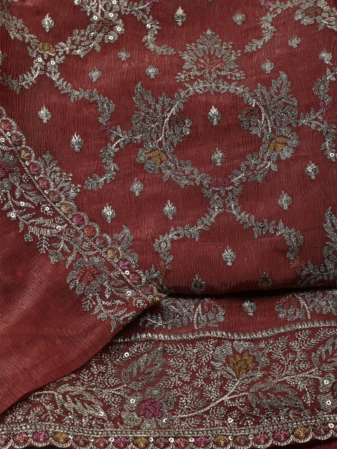 Woven Design Tissue Unstitched Suit With Dupatta