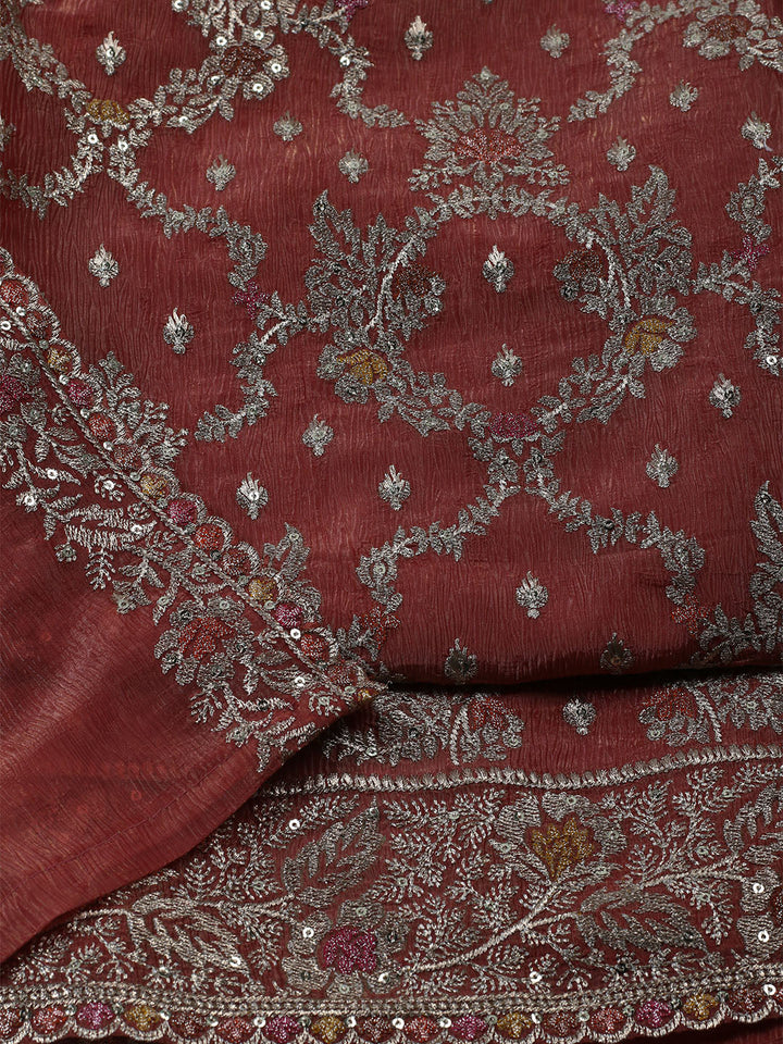 Woven Design Tissue Unstitched Suit With Dupatta