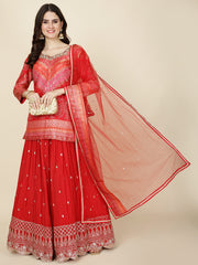 Bandhani Work Crepe Choli With Lehenga & Dupatta