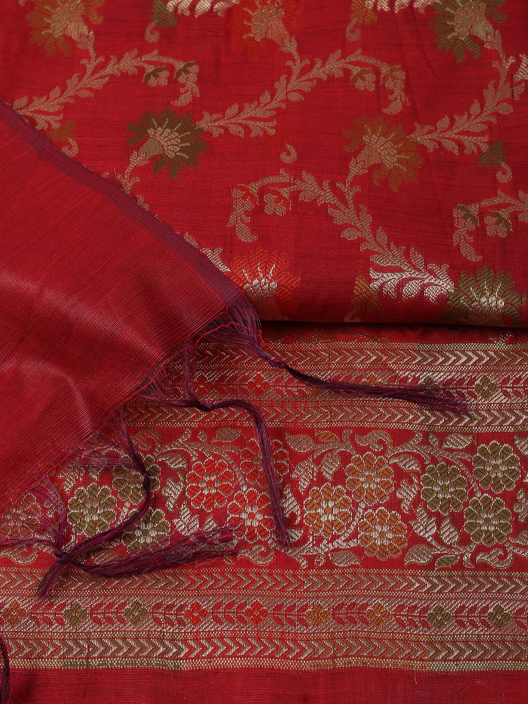 Woven Design Chanderi Unstitched Suit With Pant &amp; Dupatta