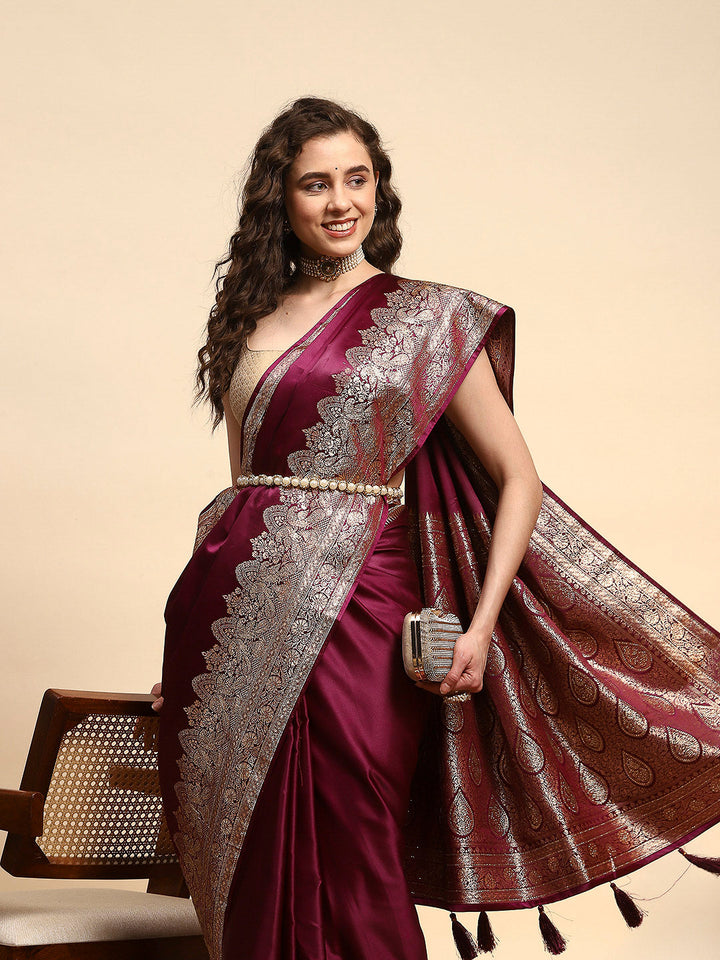 Woven Design Satin Saree