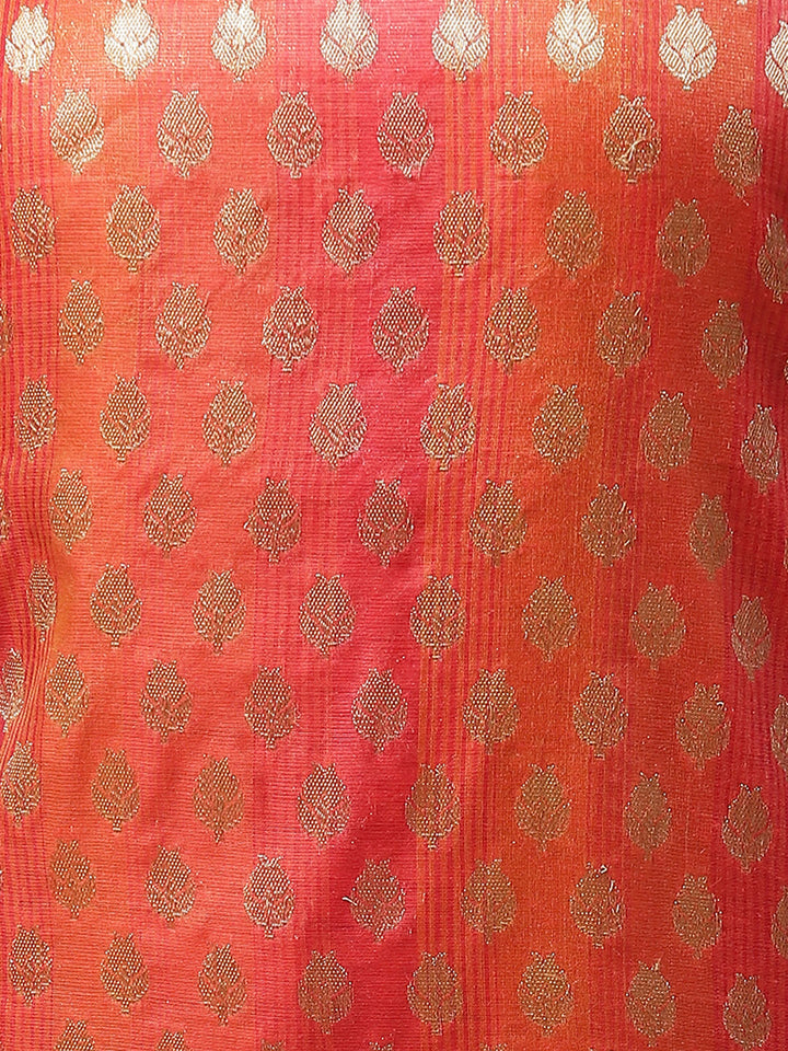 Rust Woven Design Chanderi Unstitched Dress Material