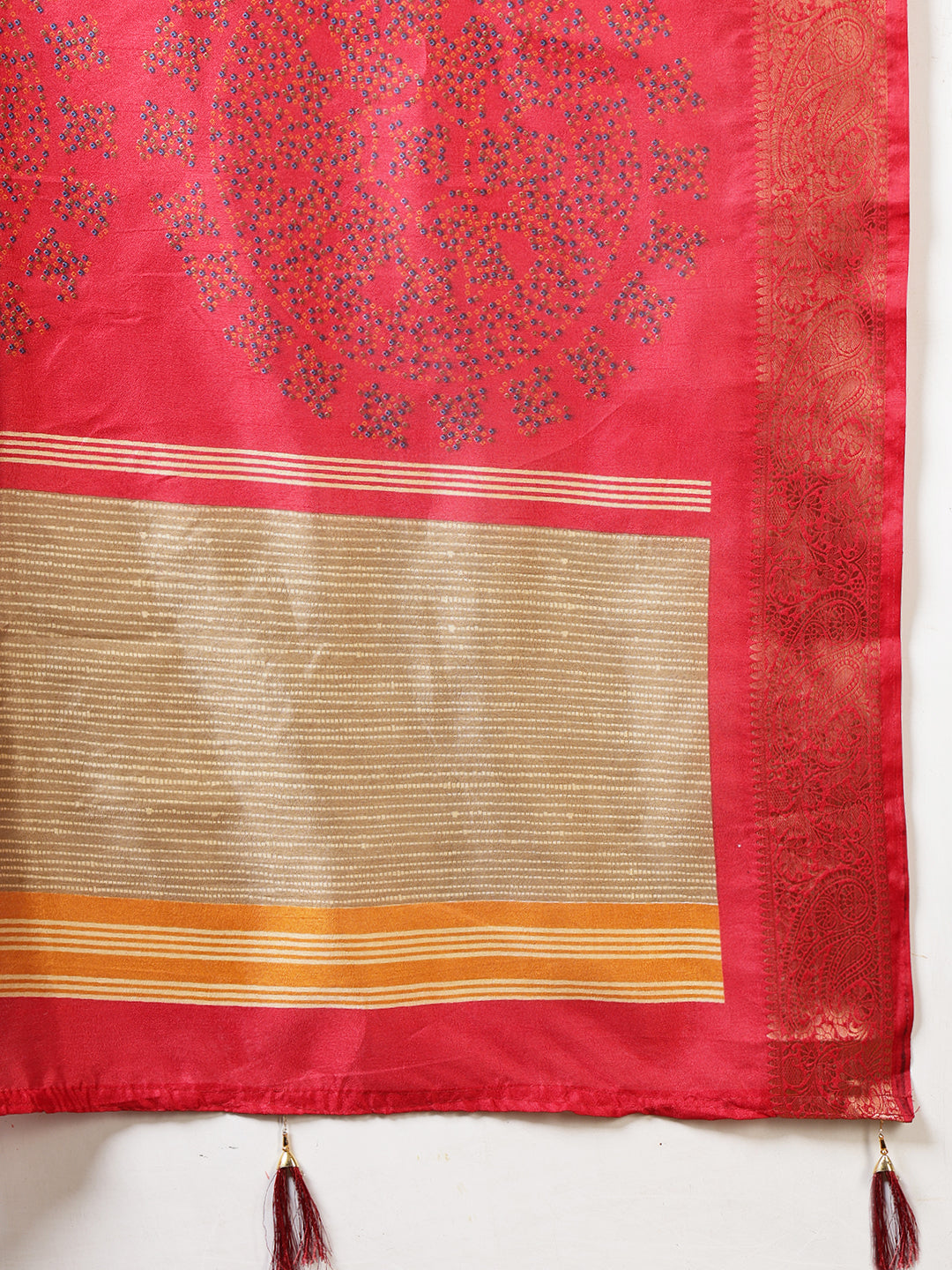 Bandhani Printed Art-Tusser Saree
