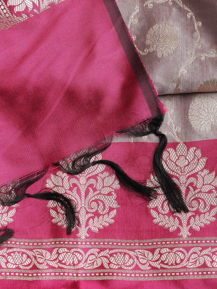 Woven Banarasi Chanderi Unstitched Suit With Dupatta